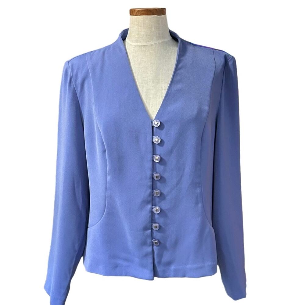 NWT Vintage 80s Tower Hill Periwinkle Shimmer Blazer Sz 18 Plus Cocktail Party